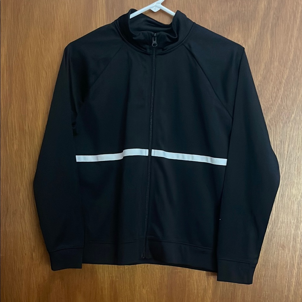 Athletic Works Black Jacket with White Stripe
